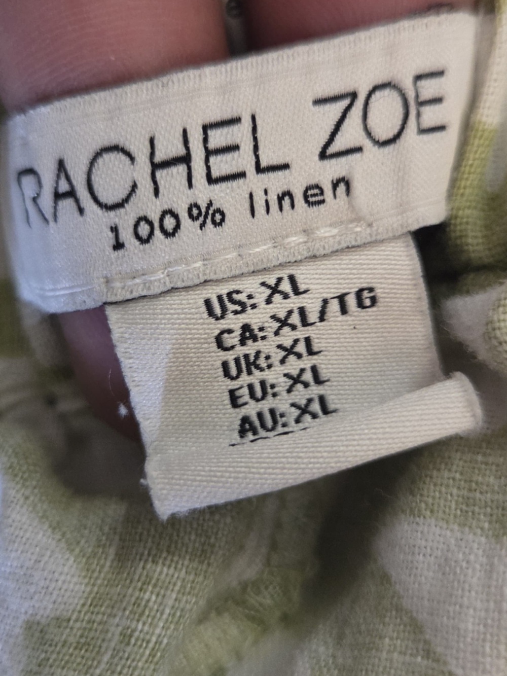 Rachel Zoe Green and White Leaf-Print Pull-On Pants w/ Matching Fabric Belt! - Picture 4 of 8